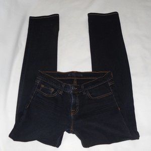 J Brand Size 28 Cigarette Jeans Black Denim Orange Stitching 5 Pocket Style